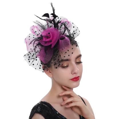 Headpiece with Mesh Floral Design - Image 2