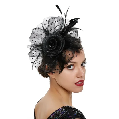 Headpiece with Mesh Floral Design - Image 3