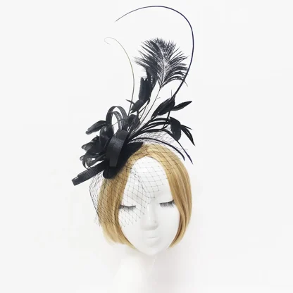 Cocktail Hat with Floral and Net Detailing - Image 3