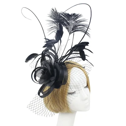 Cocktail Hat with Floral and Net Detailing