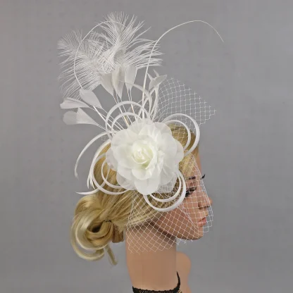 Cocktail Hat with Floral and Net Detailing - Image 5