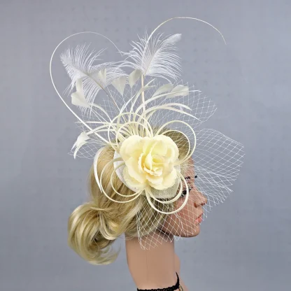 Cocktail Hat with Floral and Net Detailing - Image 4