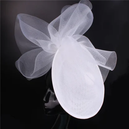 Disc Cocktail Hat with Decorative Mesh Design - Image 2