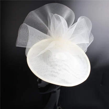 Disc Cocktail Hat with Decorative Mesh Design - Image 5