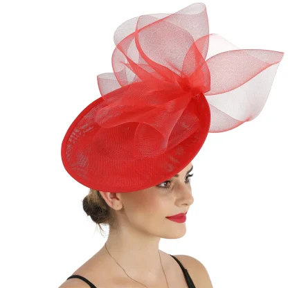 Disc Cocktail Hat with Decorative Mesh Design - Image 7