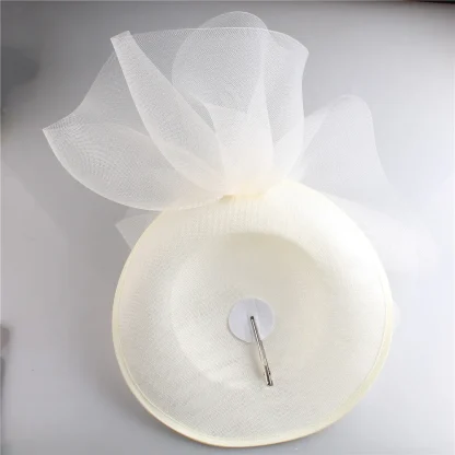 Disc Cocktail Hat with Decorative Mesh Design - Image 14