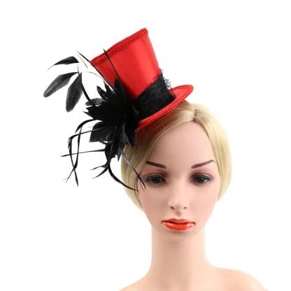 Fascinator Top Hat with Faux Feather Design - Image 4