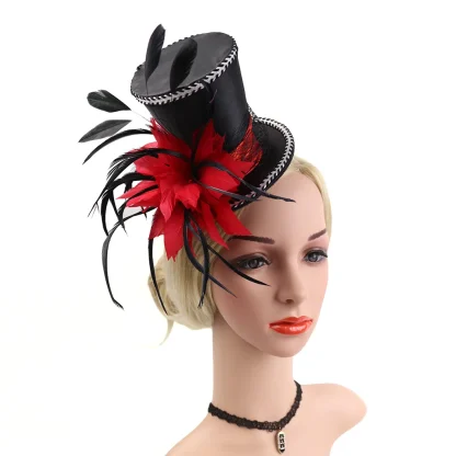 Fascinator Top Hat with Faux Feather Design - Image 3