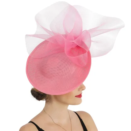 Disc Cocktail Hat with Decorative Mesh Design - Image 10