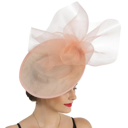 Disc Cocktail Hat with Decorative Mesh Design - Image 8