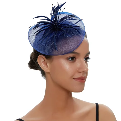 Mesh Fascinator with Beads and Faux Feather - Image 8