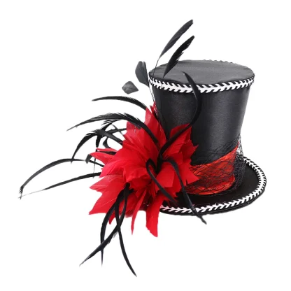 Fascinator Top Hat with Faux Feather Design - Image 6