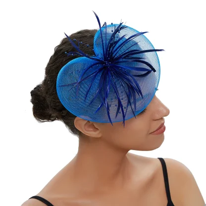 Mesh Fascinator with Beads and Faux Feather - Image 9