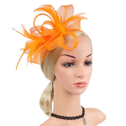 Fancy Mesh Cocktail Hat with Faux Feather