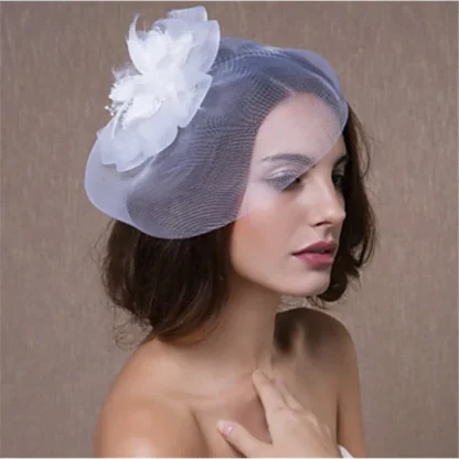 Bridal Mesh Veil Fascinator with Floral Design