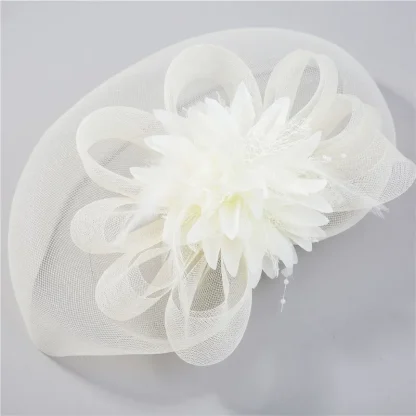 Bridal Mesh Veil Fascinator with Floral Design - Image 8