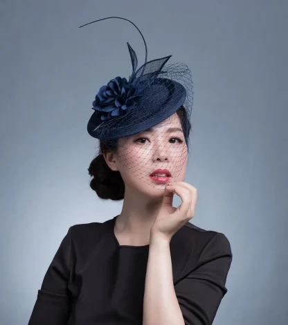 Elegant Cocktail Hat with Net Veil - Image 4