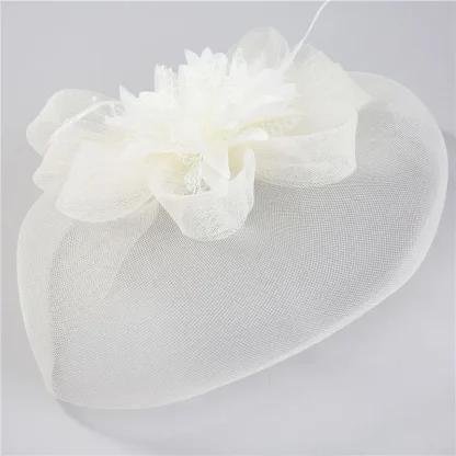 Bridal Mesh Veil Fascinator with Floral Design - Image 7