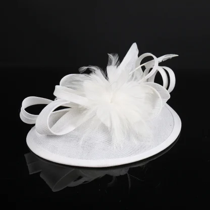 Stylish Headpiece with Floral Faux Feather Design - Image 4