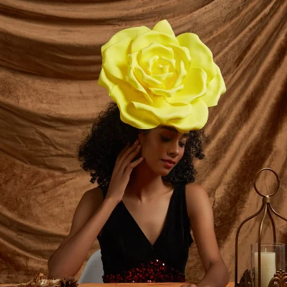 Exaggerated Unique Floral Cocktail Hat - Image 10