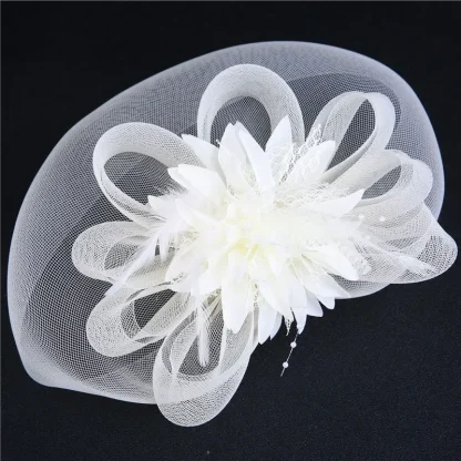 Bridal Mesh Veil Fascinator with Floral Design - Image 4