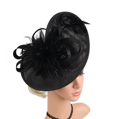 Stylish Headpiece with Floral Faux Feather Design - Image 3