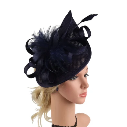 Stylish Headpiece with Floral Faux Feather Design - Image 7