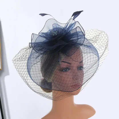 Bridal Fascinator with Net Veil and Floral Design - Image 4