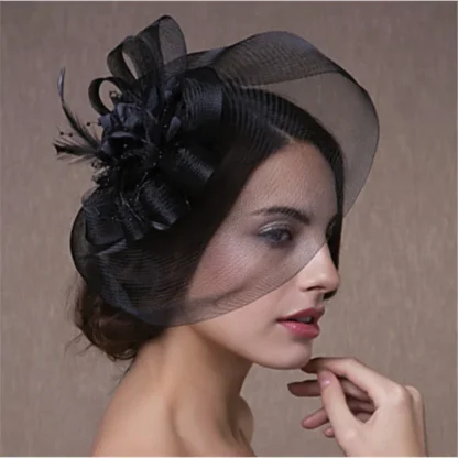 Bridal Mesh Veil Fascinator with Floral Design - Image 6