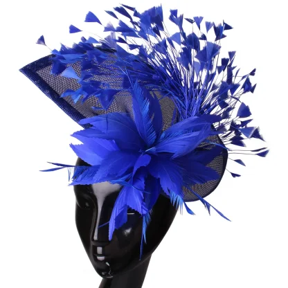 Solid Color Cocktail Hat with Stylish Faux Feather - Image 2