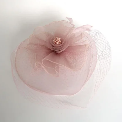 Bridal Fascinator with Net Veil and Floral Design - Image 9