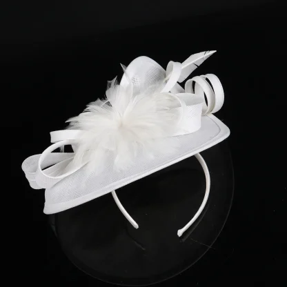 Stylish Headpiece with Floral Faux Feather Design - Image 5