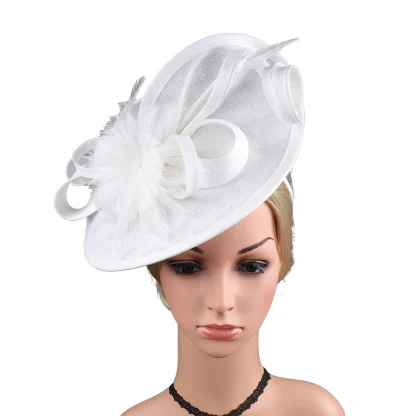 Stylish Headpiece with Floral Faux Feather Design - Image 2