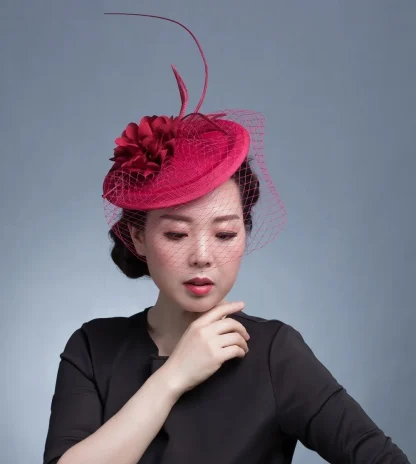 Elegant Cocktail Hat with Net Veil - Image 3