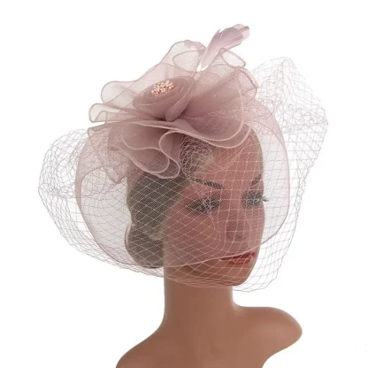 Bridal Fascinator with Net Veil and Floral Design