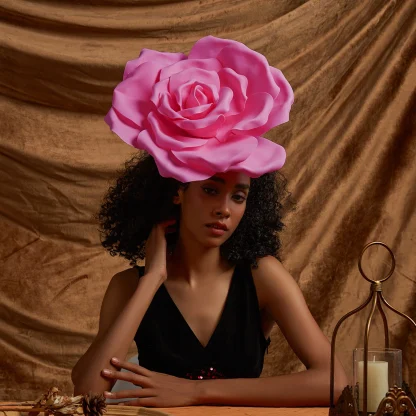 Exaggerated Unique Floral Cocktail Hat - Image 4